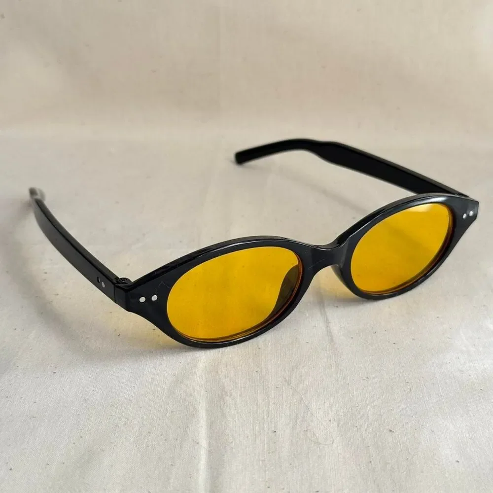 y2k sporty black round aviator sunglasses